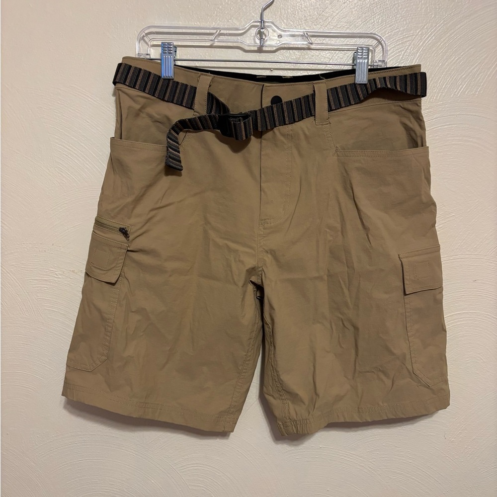 Orvis Tech Cargo Shorts Men’s 32 Khaki Stretch Outdoor Hiking Travel Belted